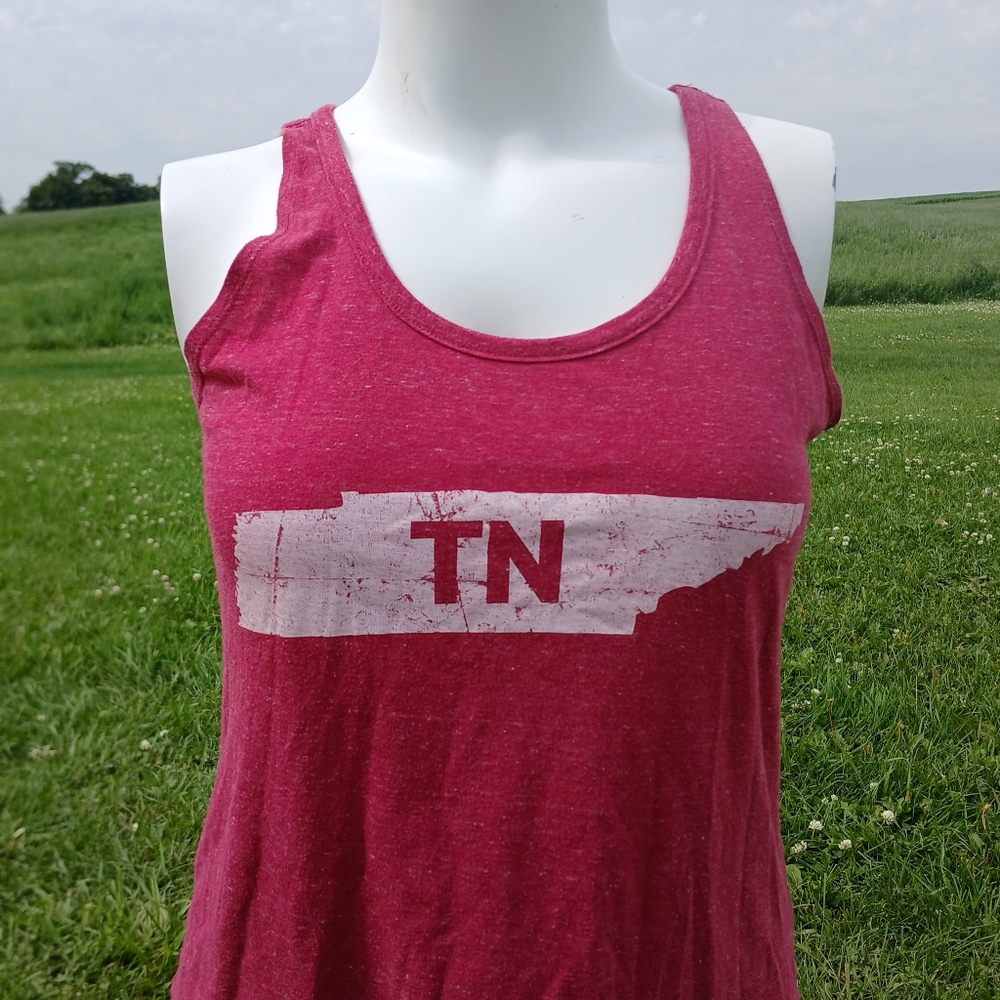 Tennessee Tank Top Graphic Shirt size L Large Red State Home Free Summer womens